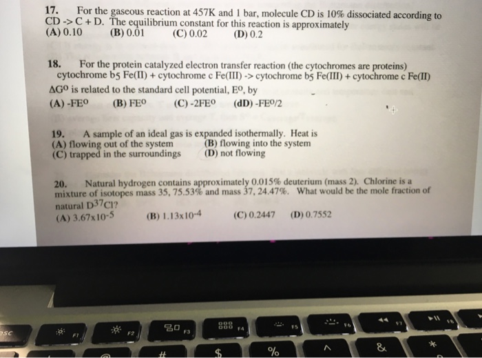 solved-17-for-the-gaseous-reaction-at-457k-and-i-bar-chegg