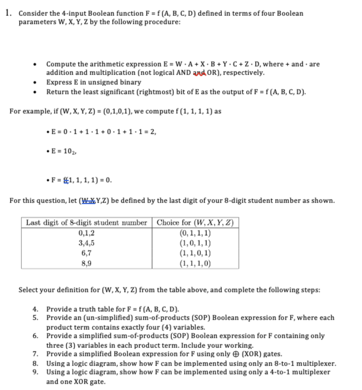 Solved 1. Consider the 4 input Boolean function F f A B C D