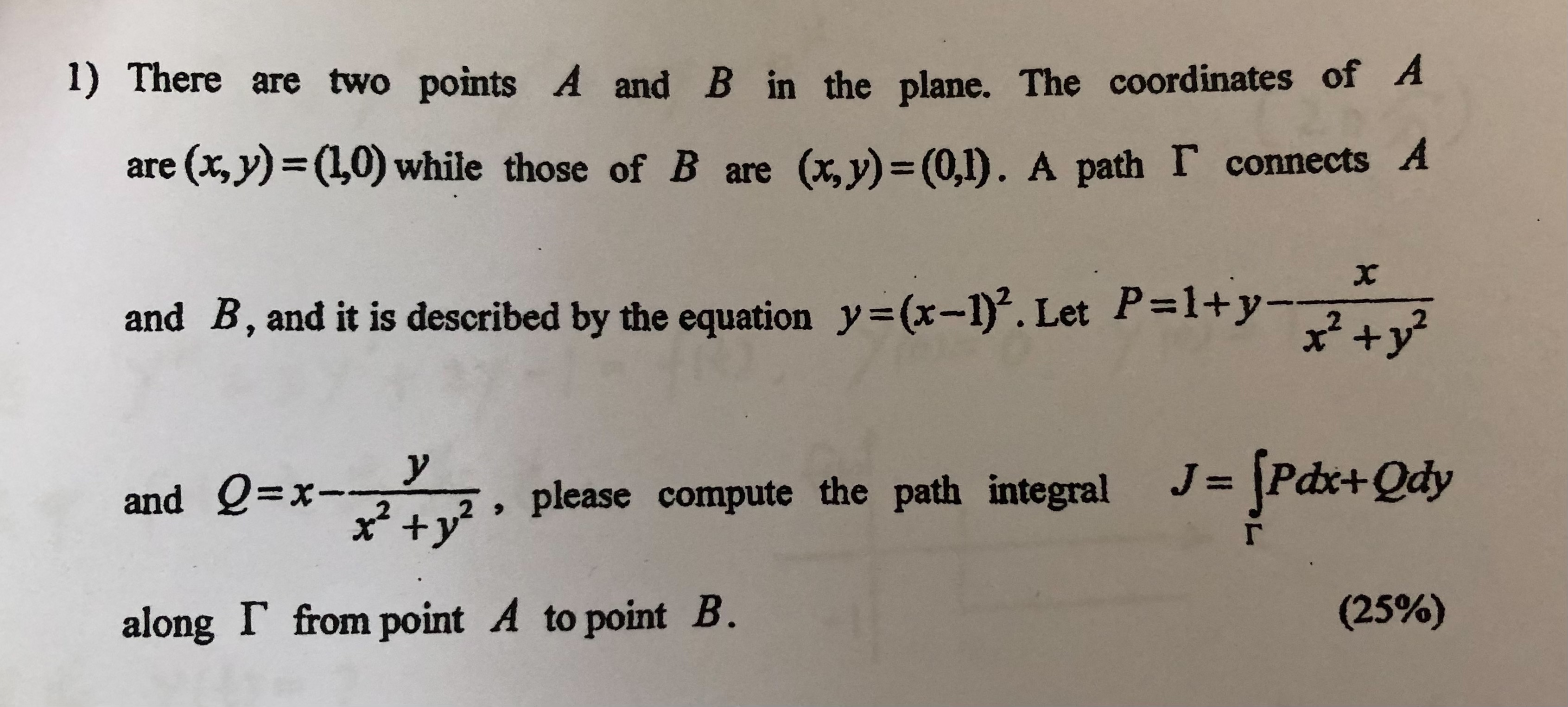 Solved 1) There are two points A and B in the plane. The | Chegg.com