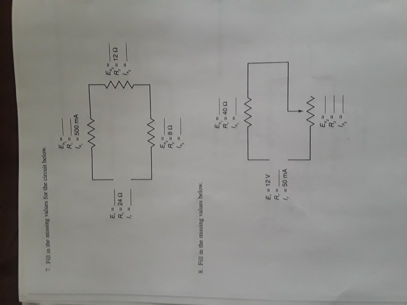 Solved Name S. Fill in the missing values for the circuit | Chegg.com