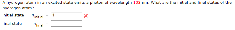 Solved A hydrogen atom in an excited state emits a photon of | Chegg.com