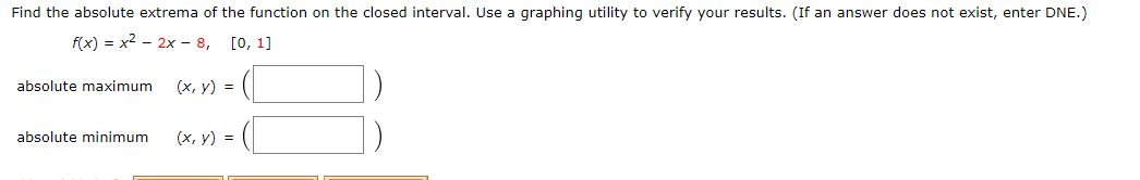 Absolute extrema homework image