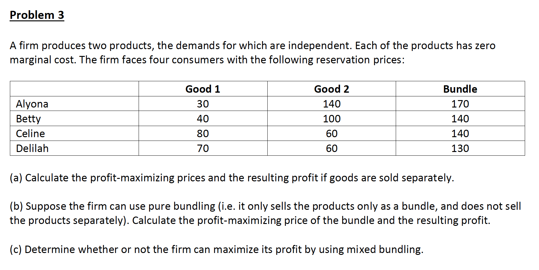 Solved Problem 3 A Firm Produces Two Products, The Demands | Chegg.com