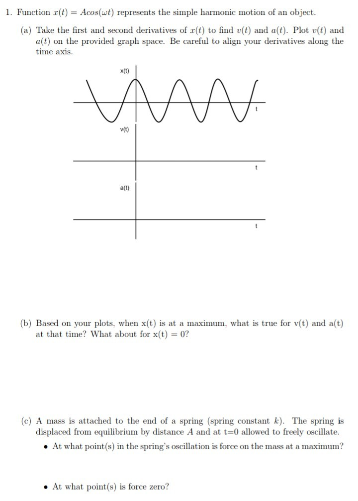 Solved 1. Function x(t)-Acos(wt) represents the simple | Chegg.com
