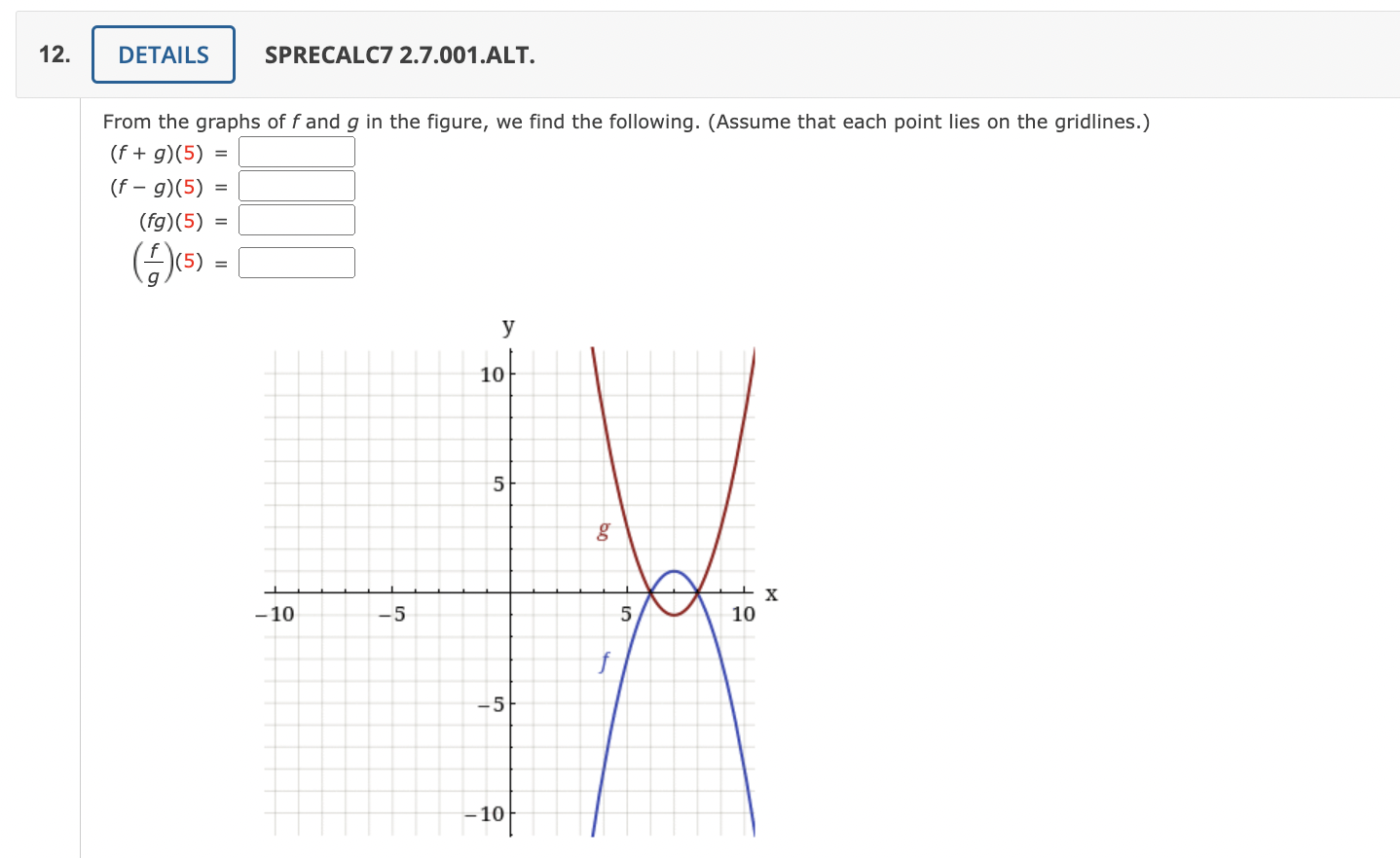 Solved From the graphs of f and g in the figure, we find the | Chegg.com
