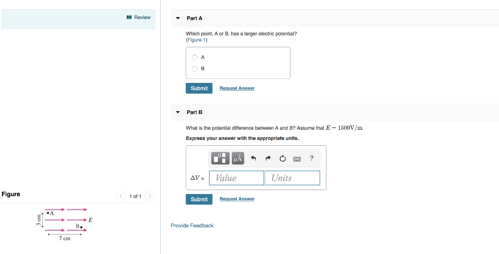 Solved Review Part A Which point, A or B, has a larger | Chegg.com