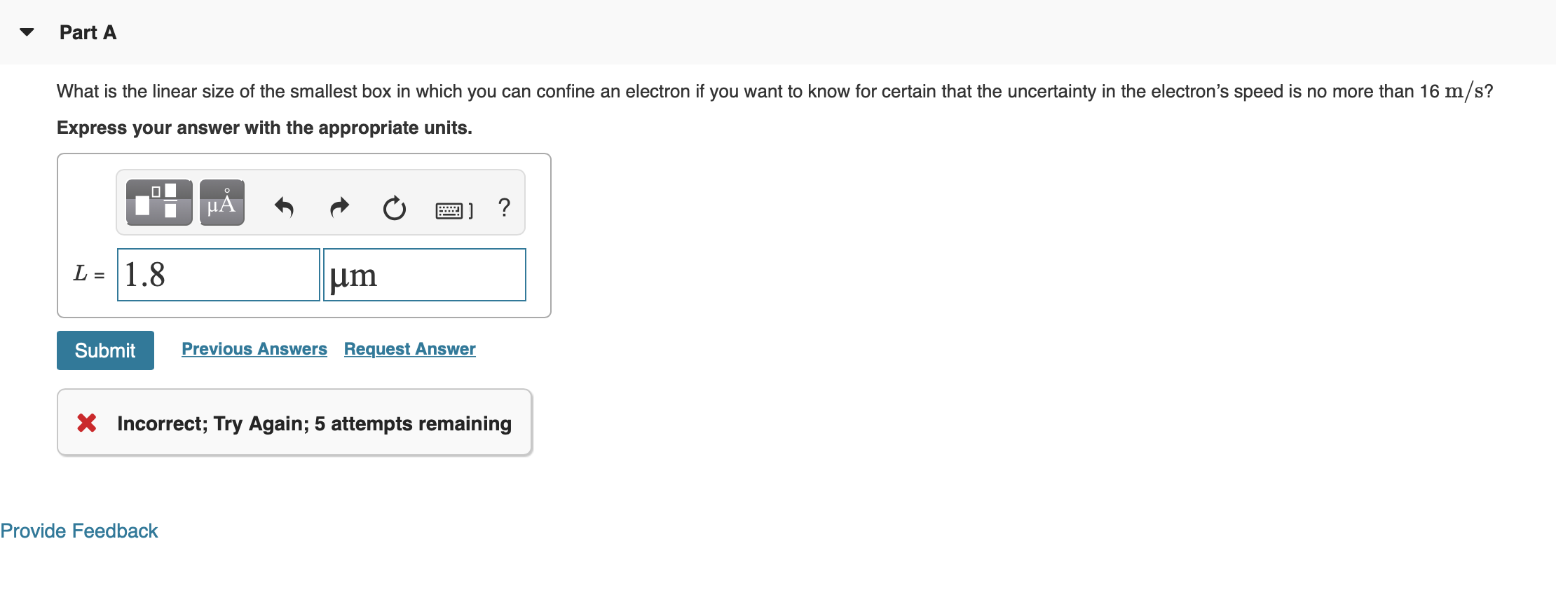 Solved Part A What is the linear size of the smallest box in