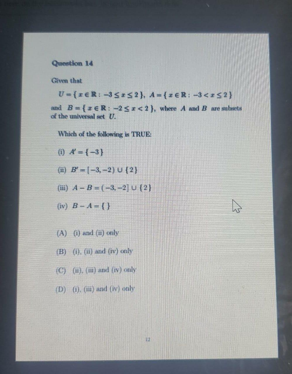 Solved Given That U X∈r−3≤x≤2 A X∈r−3