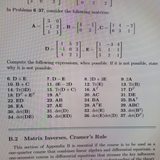 Solved 13 0 2 」 10 2 2」 In Problems 6 37, consider the | Chegg.com
