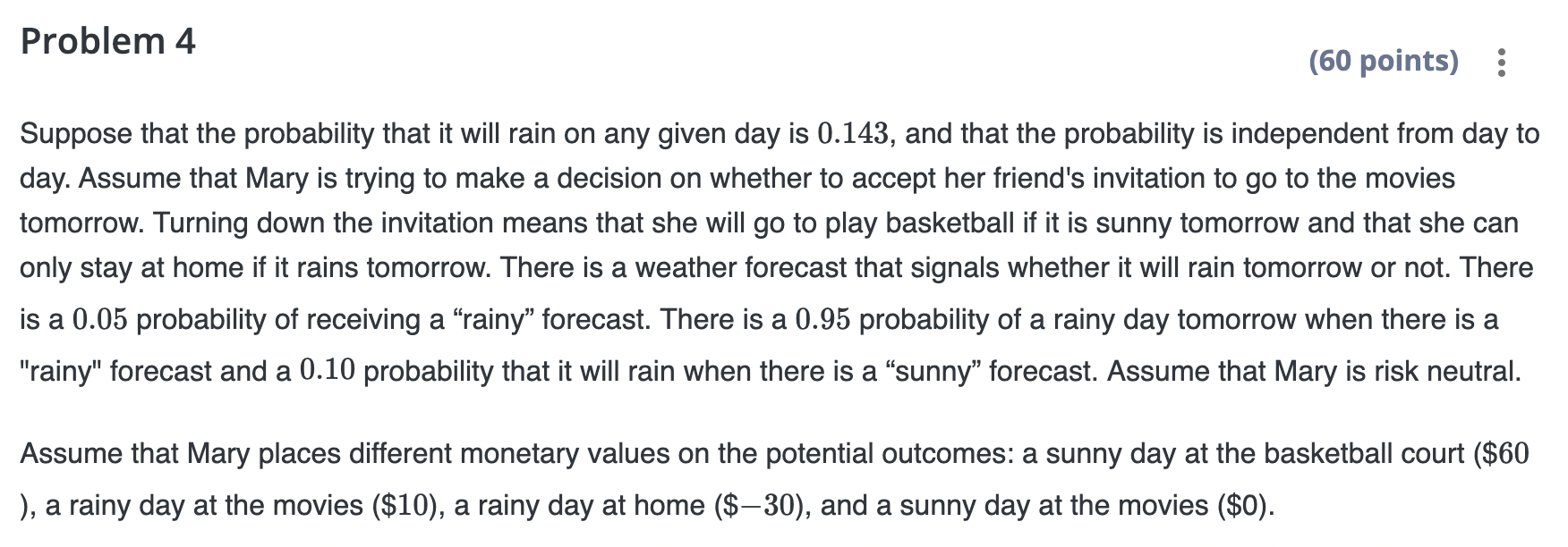 Solved Problem 4 (60 points) : Suppose that the probability | Chegg.com