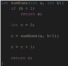 Solved nt sumNums (int a, int b) if (b