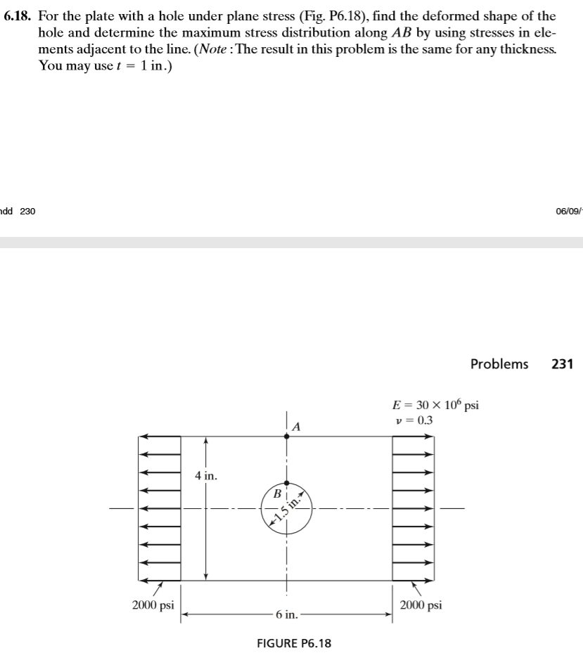 Solved 6.18. For the plate with a hole under plane stress | Chegg.com