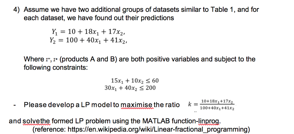 4) assume we have two additional groups of datasets similar to table 1, and for each dataset, we have found out their predict