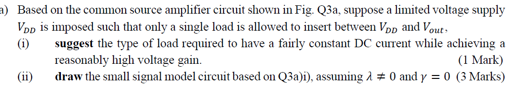 Solved a) Based on the common source amplifier circuit shown | Chegg.com