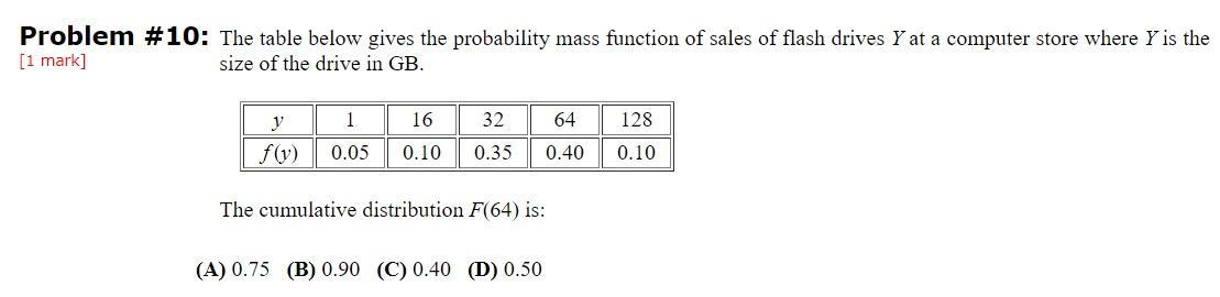Solved Problem #10: The table below gives the probability | Chegg.com