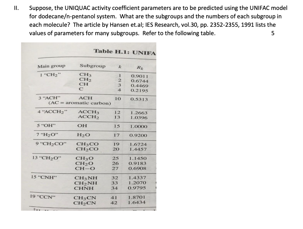 II. Suppose, the UNIQUAC activity coefficient | Chegg.com