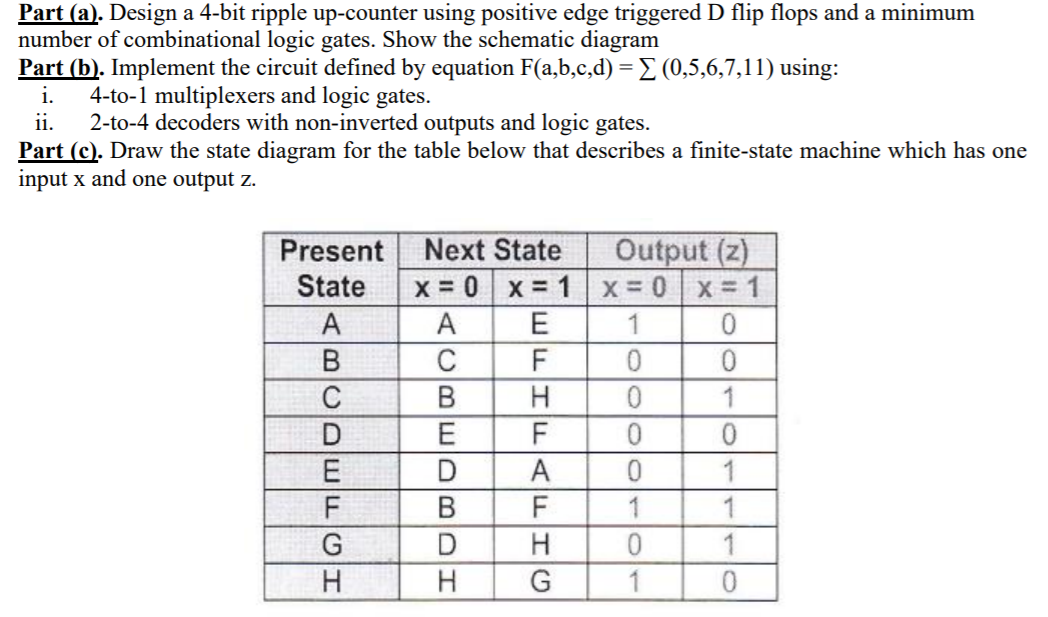 Solved Part (a). Design a 4-bit ripple up-counter using | Chegg.com