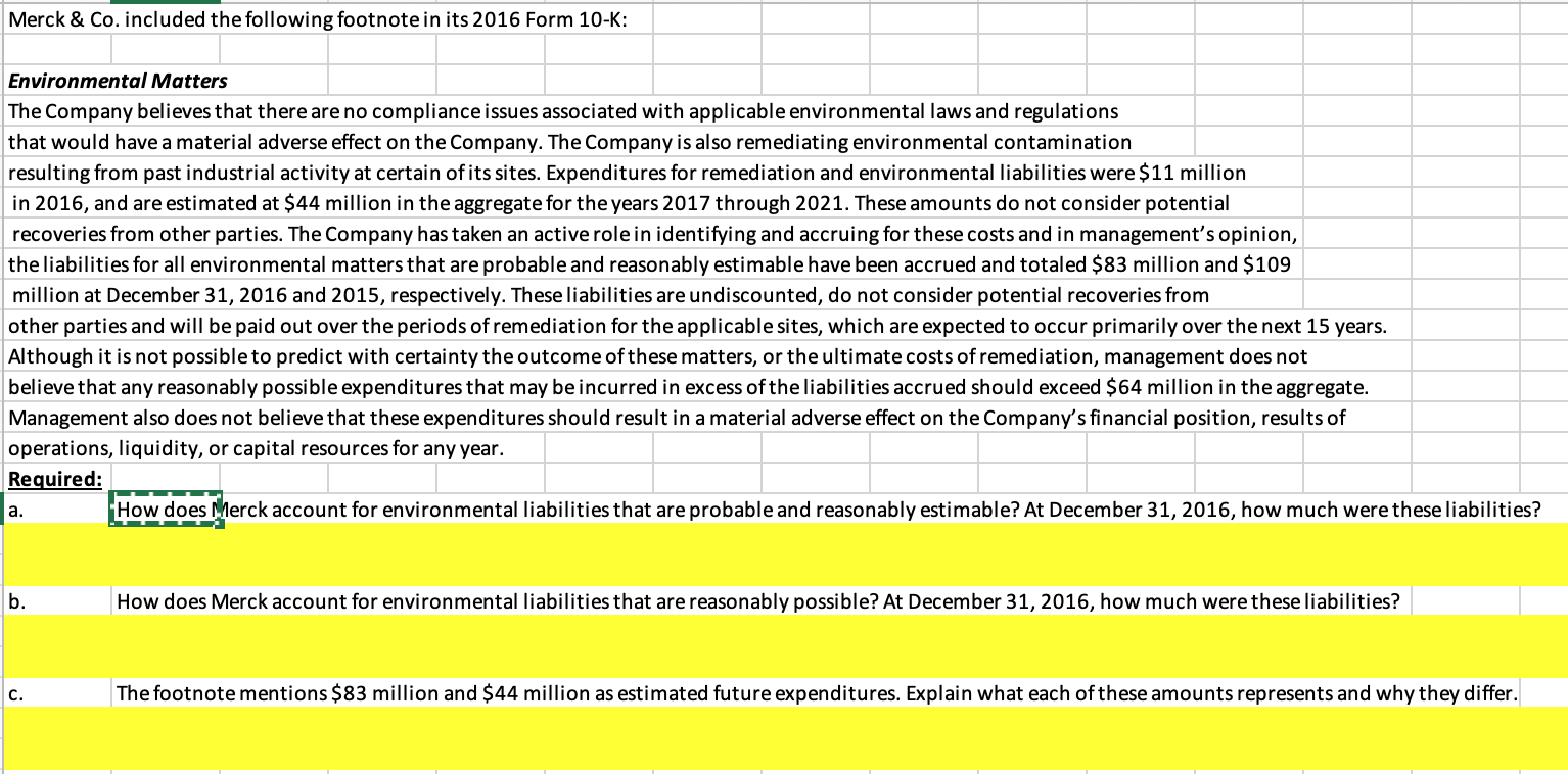 Merck & Co. included the following footnote in its