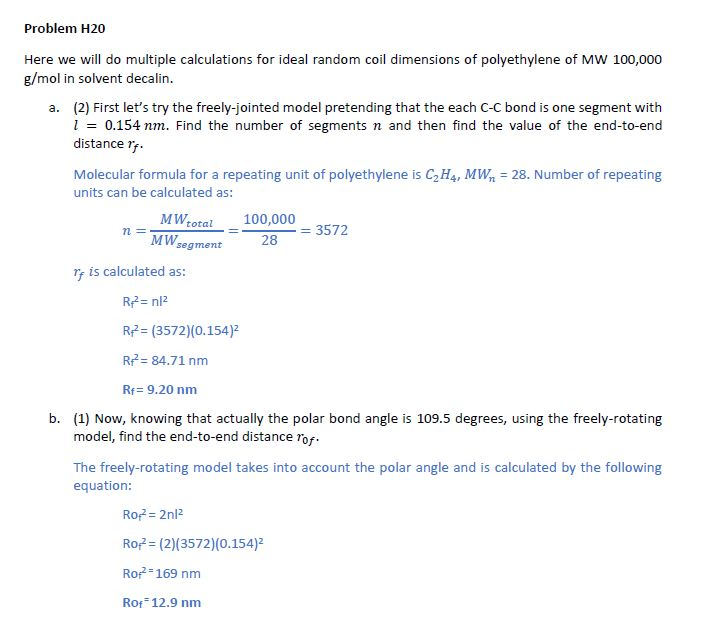Consider a linear chain of polyethylene of molecular | Chegg.com