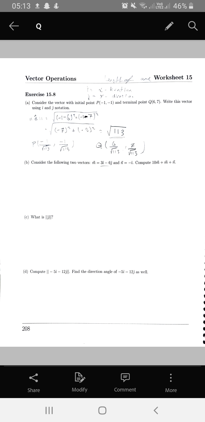 Solved 05 13 1 2 Put Ll 46 Q Vector Operations E Chegg Com