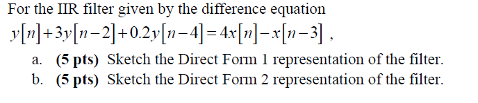 Solved For the IIR filter given by the difference equation | Chegg.com