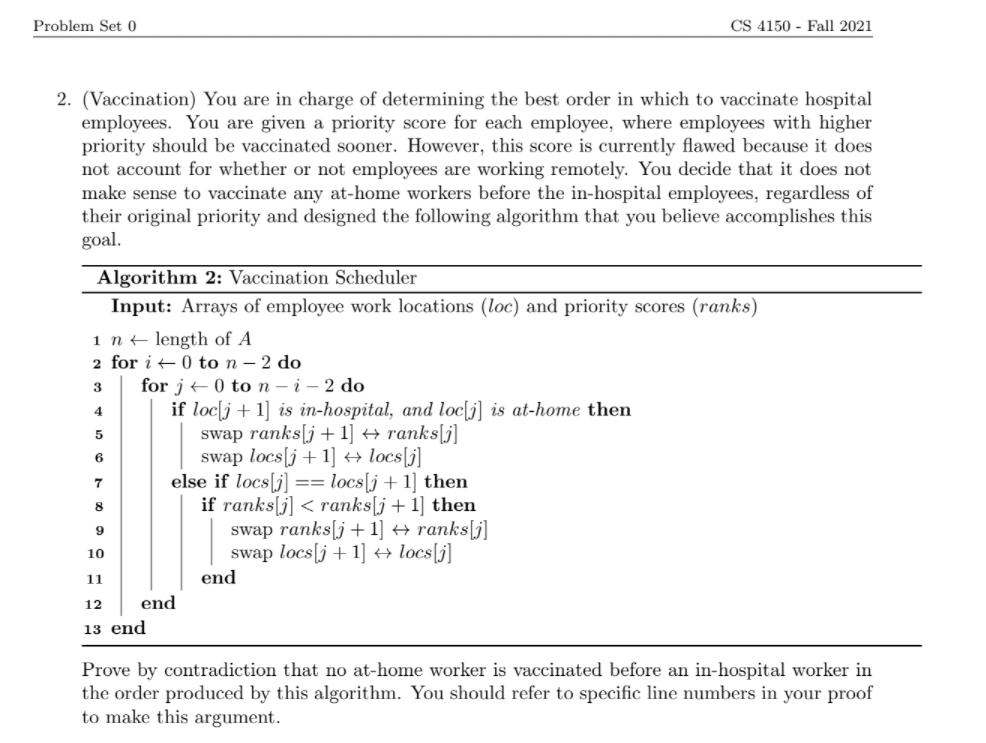 Solved Problem Set 0 CS 4150 - Fall 2021 2. (Vaccination) | Chegg.com