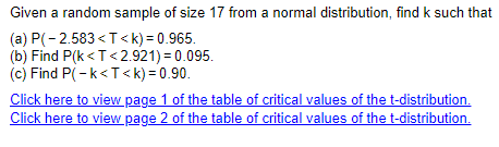 Solved Given a random sample of size 17 from a normal | Chegg.com