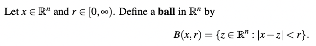Solved Let x∈Rn and r∈[0,∞). Define a ball in Rn by | Chegg.com