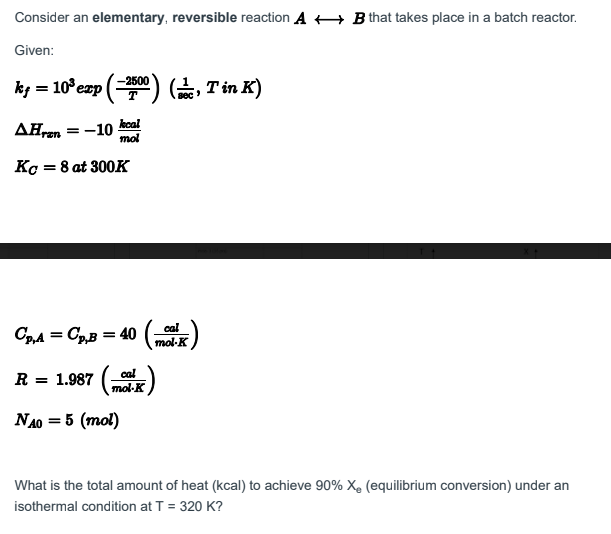 Solved Consider an elementary, reversible reaction A B that | Chegg.com