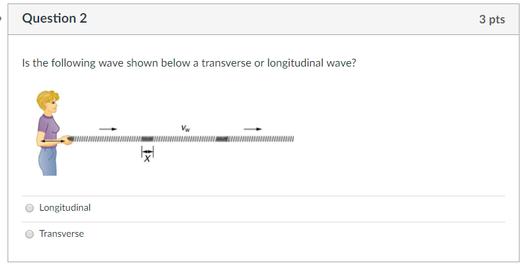 Solved Question 1 3 pts Is the wave shown below a transverse | Chegg.com