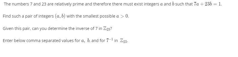 Solved The numbers 7 and 23 are relatively prime and | Chegg.com