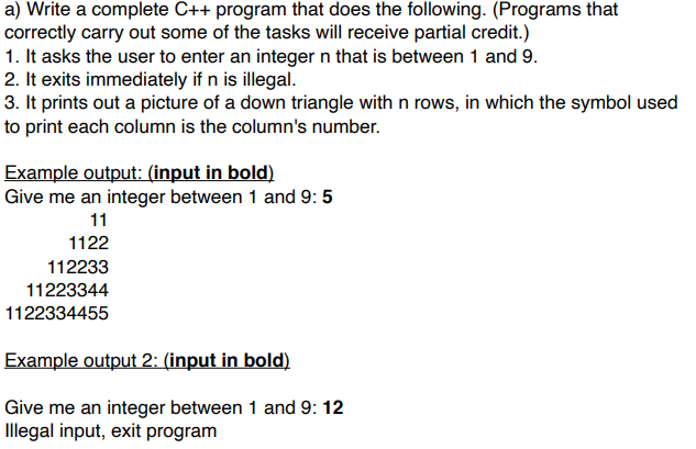 Solved a) Write a complete C++ program that does the | Chegg.com image.