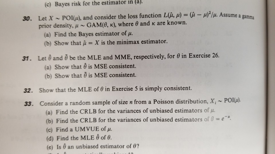 C Bayes Risk For The Estimator In A 30 Let X Chegg Com