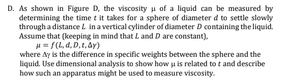 Solved D. As shown in Figure D, the viscosity u of a liquid | Chegg.com