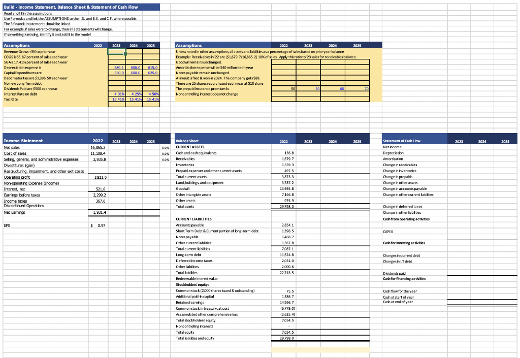 can anyone finish this financial model? | Chegg.com