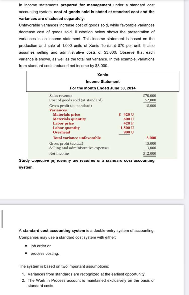 Solved In Income Statements Prepared For Management Under A | Chegg.com