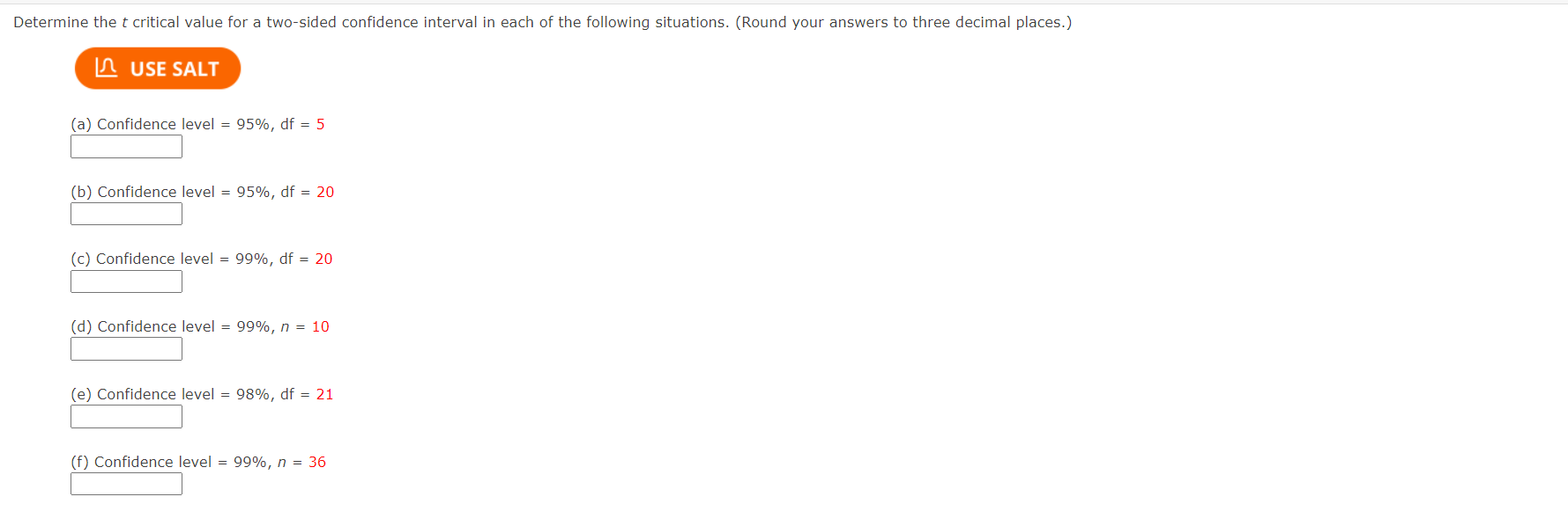 Solved Determine the t critical value for a two-sided | Chegg.com