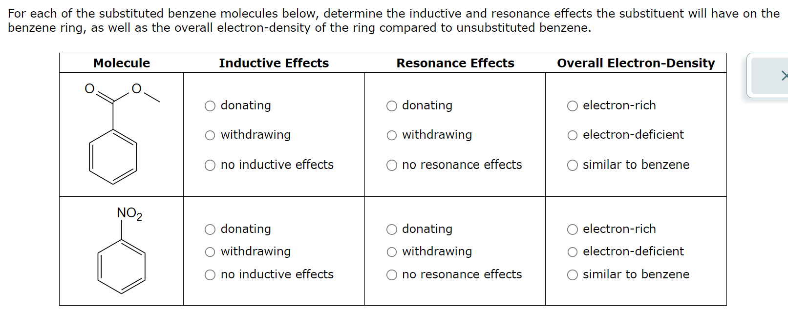 Solved For Each Of The Substituted Benzene Molecules Below, | Chegg.com