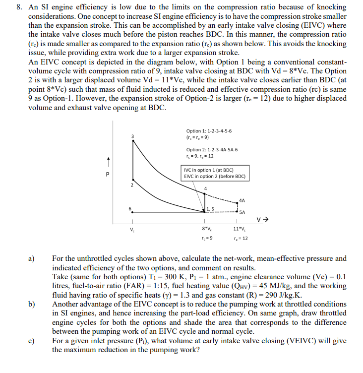 8. An SI Engine Efficiency Is Low Due To The Limits | Chegg.com