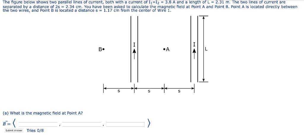 Solved The figure below shows two parallel lines of current, | Chegg.com