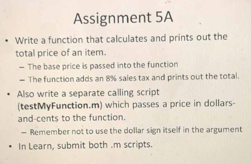 Solved Assignment 5A Write a function that calculates and | Chegg.com