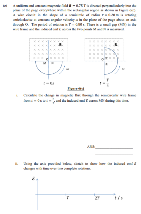 Solved (c) A uniform and constant magnetic field B 0.75 T is | Chegg.com