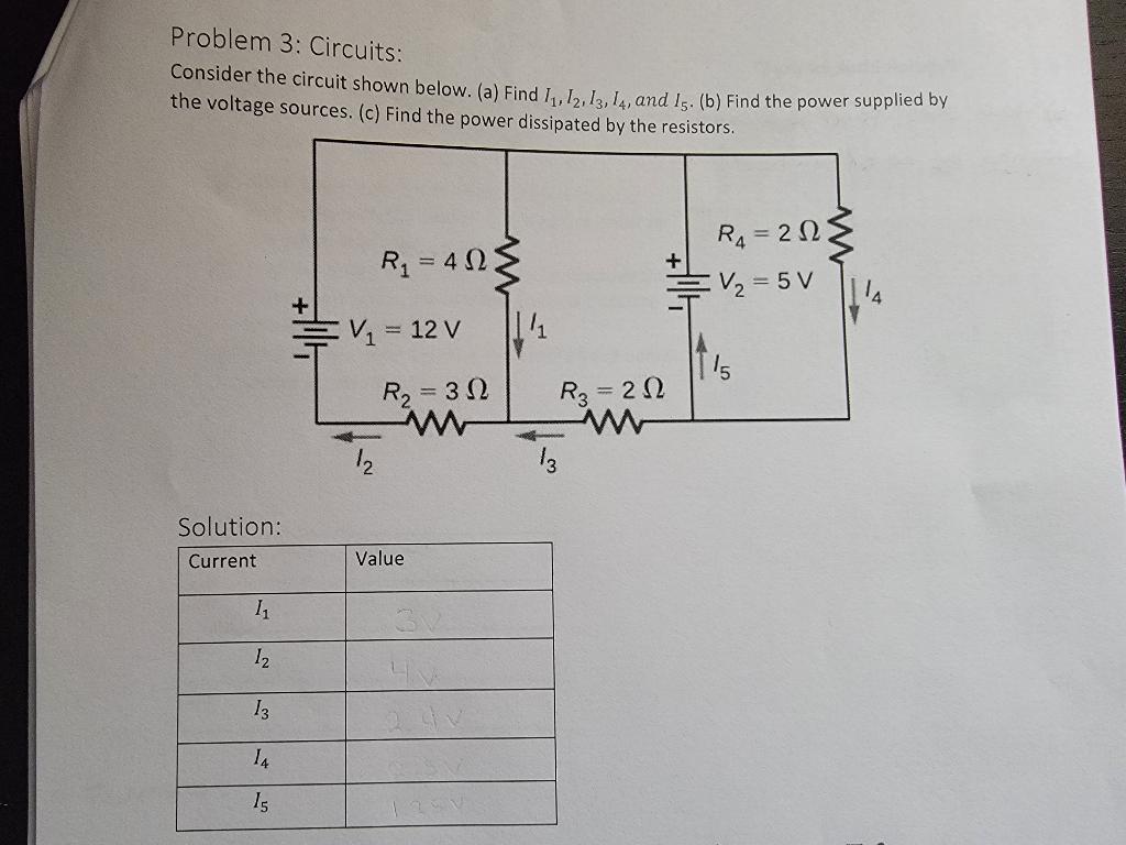 Solved Problem 3: Circuits: Consider The Circuit Shown | Chegg.com