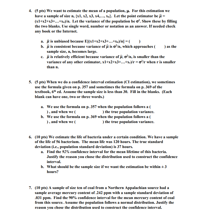 Solved Hw 4 Chapter 6 7 Show All Formulas And Work F Chegg Com