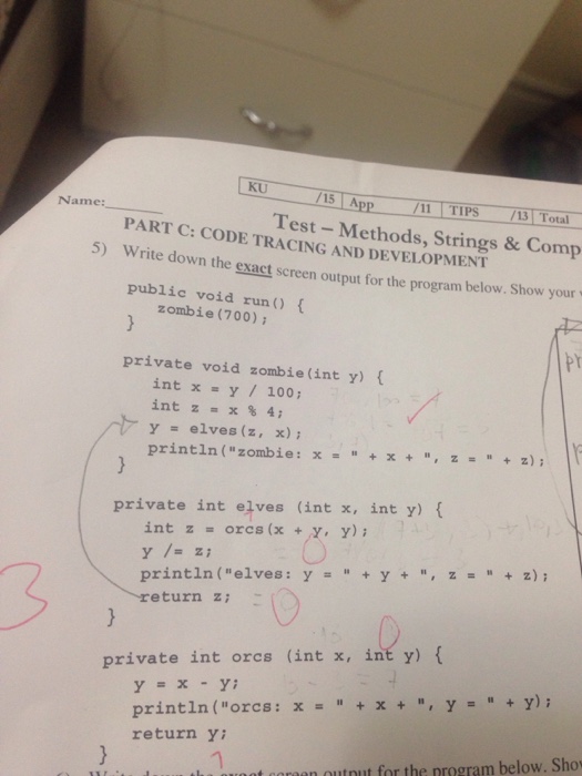 Solved kU App/11 TIPS /13 Total Name: PART C: CODE TRACING | Chegg.com