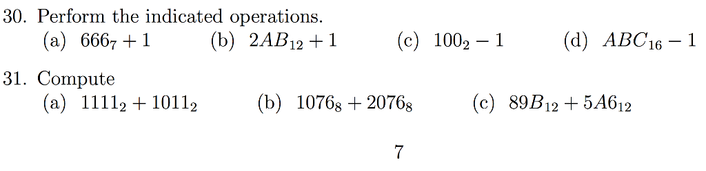 Solved 30. Perform the indicated operations. (a) 6667 +1 (b) | Chegg.com