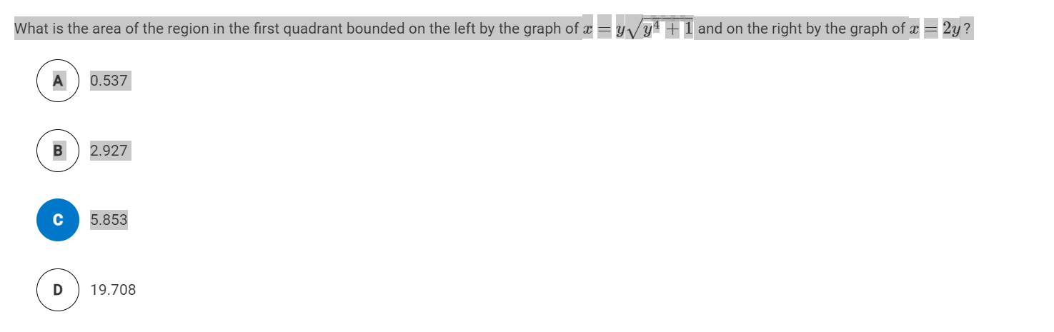 Solved What Is The Area Of The Region In The First Quadrant 