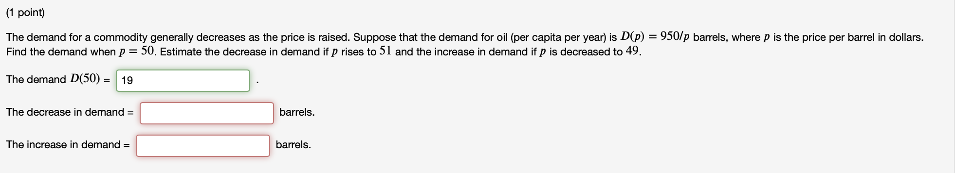 Solved (1 point) The demand for a commodity generally | Chegg.com