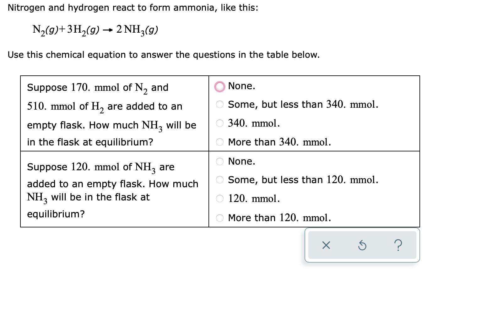 solved-nitrogen-and-hydrogen-react-to-form-ammonia-like-chegg