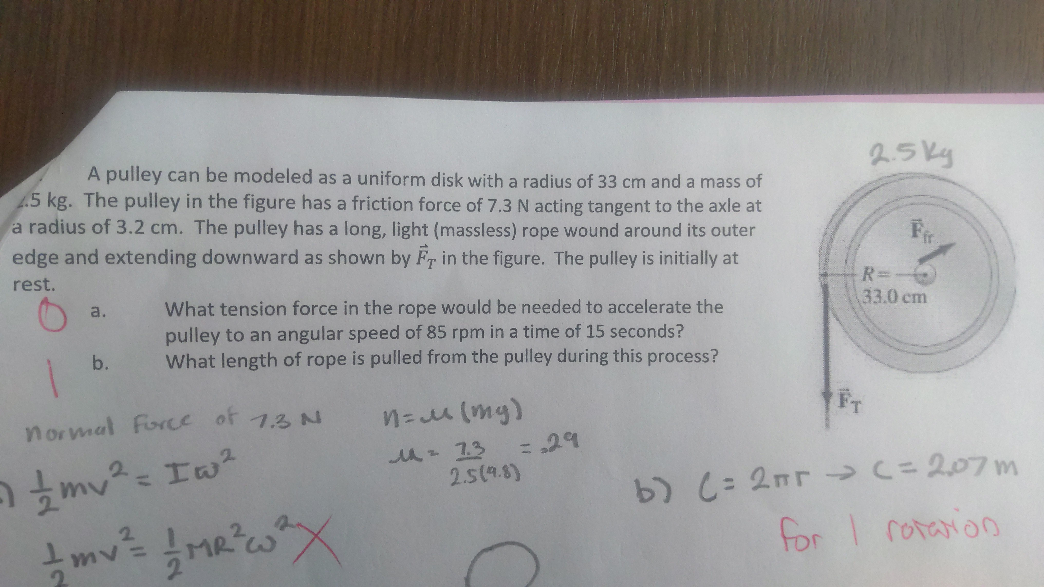 Solved A Pulley Can Be Modeled As A Uniform Disk With A | Chegg.com